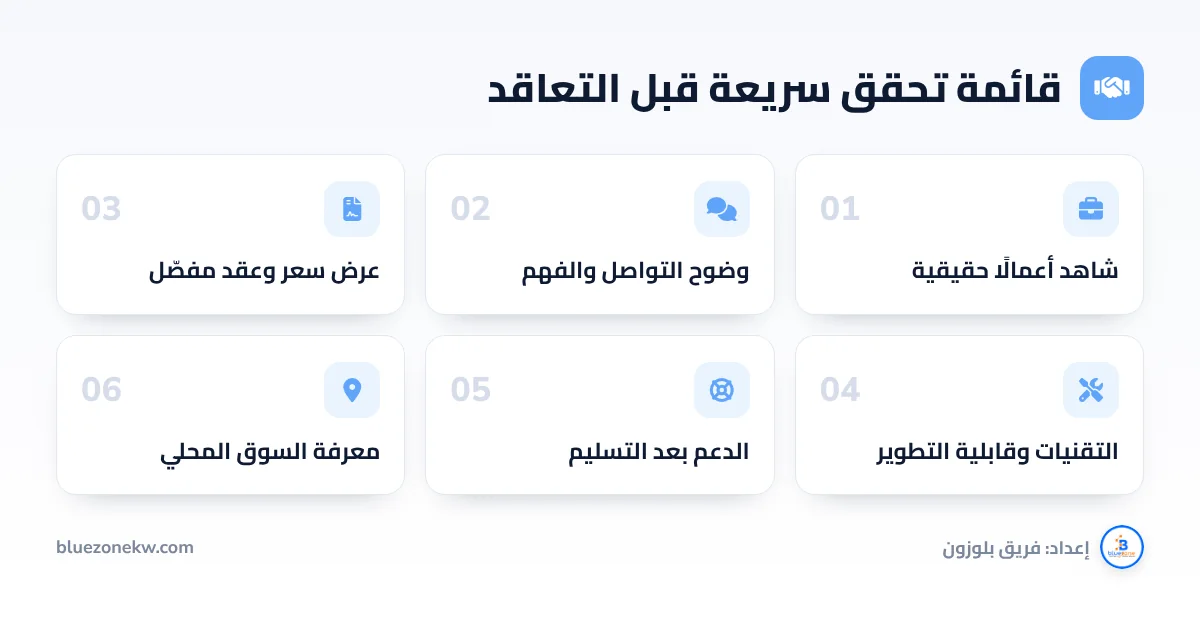 قائمة تحقق سريعة قبل التعاقد